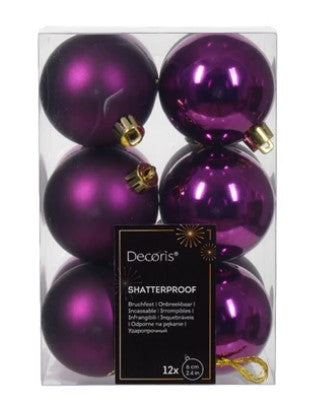 6cm Violet Shatterproof Baubles | 021957