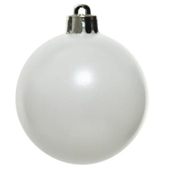 8cm Winter White Shatterproof Baubles | 022064