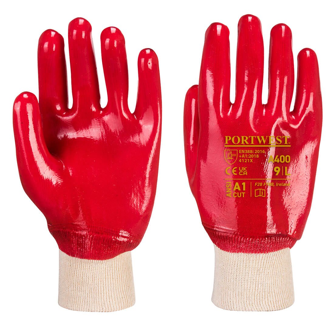 RG40 PVC Knitwrist Glove Red Size Large | 026932