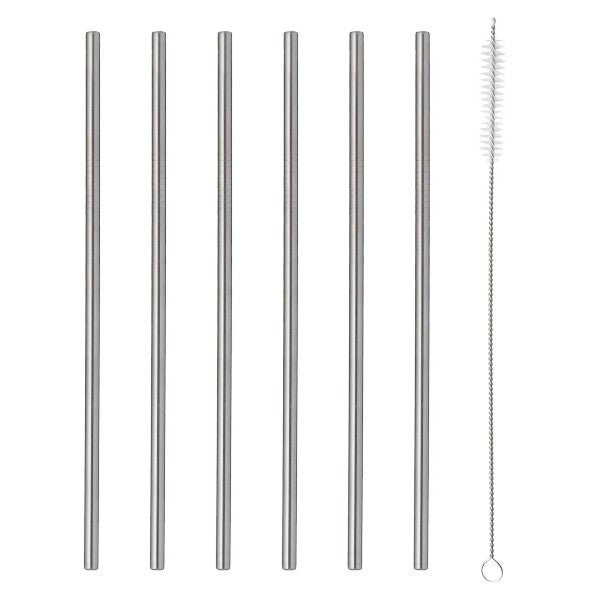 Viners Barware 6 Piece Long Steel Drinking Straws Gift Set | 0302.213