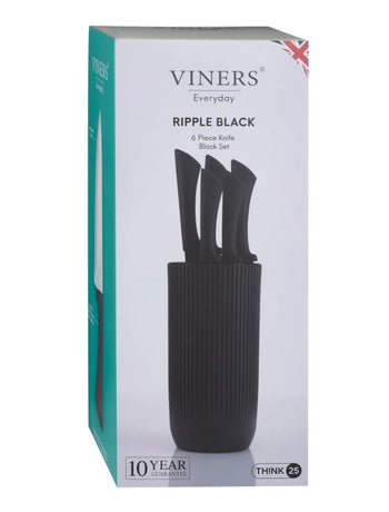 Viners Everyday Black Ripple 5pc Knife Block Giftbox | 0305.263