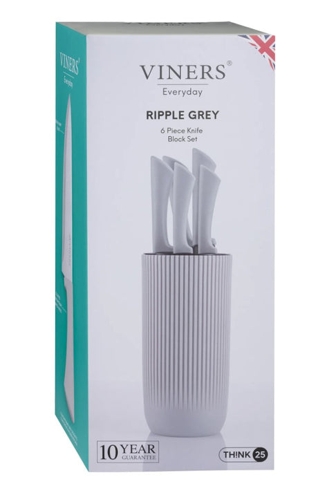 Viners Everyday Grey Ripple 5pc Knife Block Giftbox | 0305.264