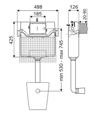 Schell WC Concealed Dual Flush Concealed Cistern | 03 073 00 99
