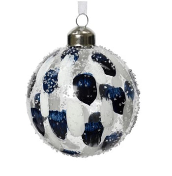 8cm Glass Bauble with Glitter & Beads | 070138
