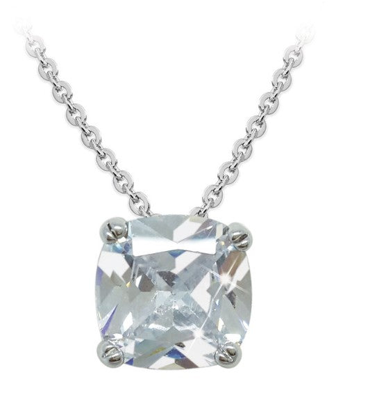 Tipperary Crystal Silver Square Drop Pendant With Clear Stone | 107076