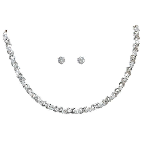 Tipperary Crystal Silver Necklace X&O And Earrings 6mm | 107496