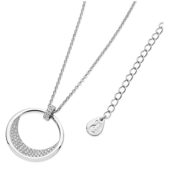 Tipperary Crystal White Floating Moon Pendant Silver | 110069