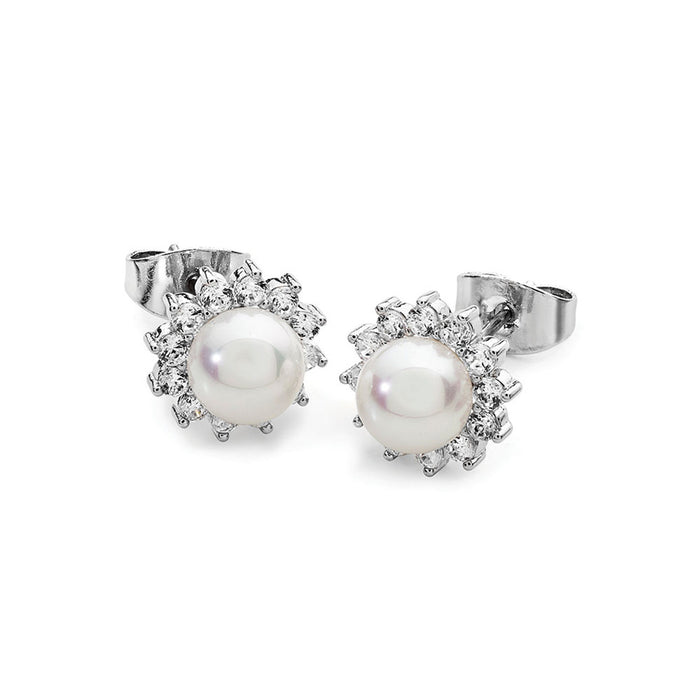 Tipperary Crystal Silver Antique Daisy Pearl Studs | 117815