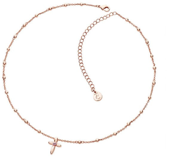 Tipperary Crystal Floral Rose Gold Cross Necklace | 122208