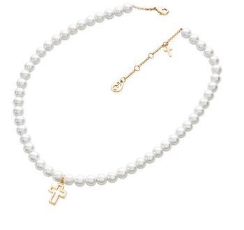 Tipperary Crystal Pearl Necklace With Gold Cross | 122239T