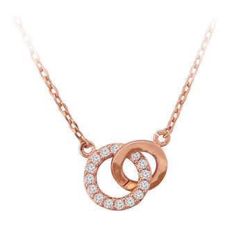 Rose Gold Polished & Crystal Circle Pendant | 123618
