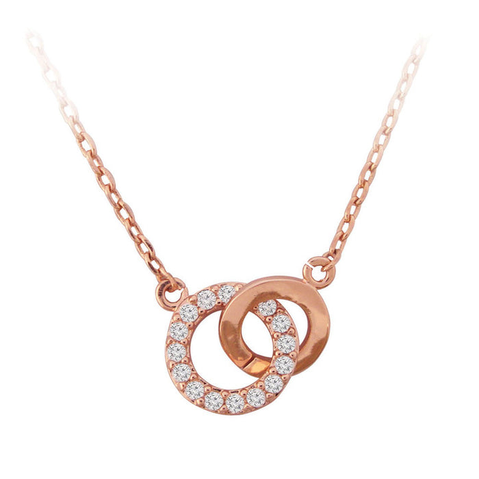 Rose Gold Polished & Crystal Circle Pendant | 123618