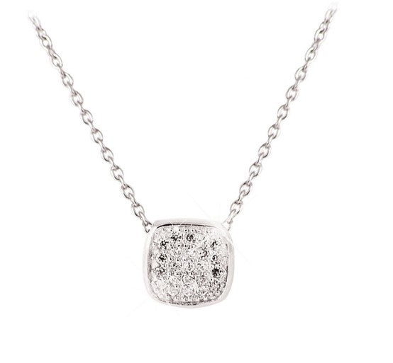 Tipperary Crystal Silver Pendant Pave Soft Edge Square | 123878