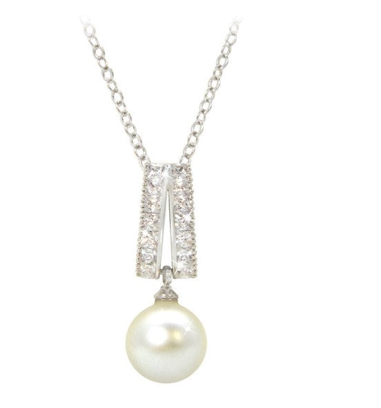 Tipperary Crystal Pearl Pendant With Silver CZ | 123908