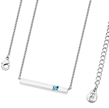 Tipperary Crystal March – Silver Bar Birthstone Pendant – Aquamarine Crystal | 126169