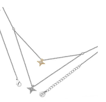 Tipperary Crystal Double Floating Pave Star Necklace Silver | 130029