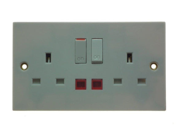 Powermaster 13A 2 Gang Switched Socket with Neon | 1312-22