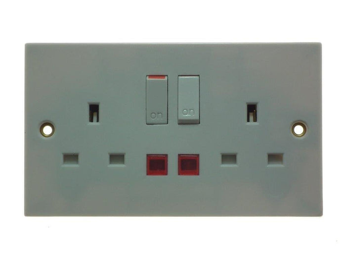 Powermaster 13A 2 Gang Switched Socket with Neon | 1312-22