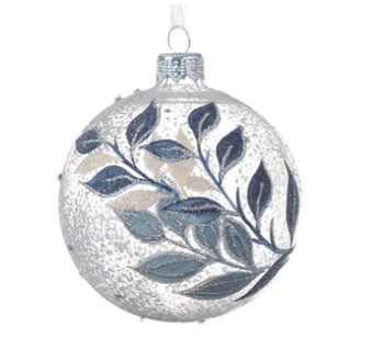 8cm Glass Branch with Leaves Bauble | 138038