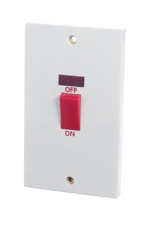 Powermaster 2 Gang 45 Amp Double Pole Switch with Neon | 1385-04