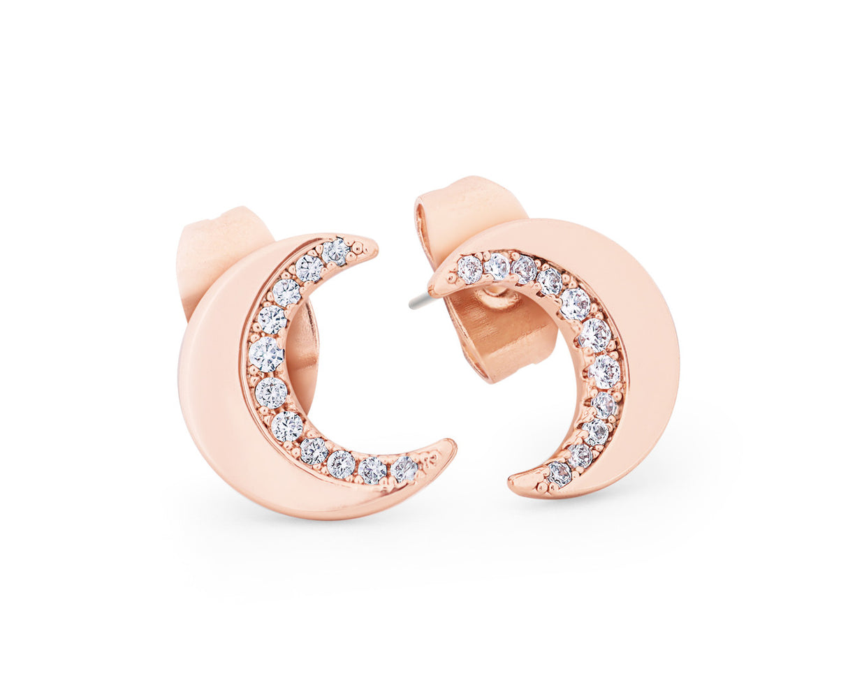 Tipperary Crystal Rose Gold Half Moon Stud Earrings | 146075