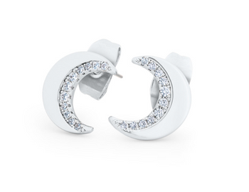 Tipperary Crystal Half Moon Stud Earrings - Silver | 146082