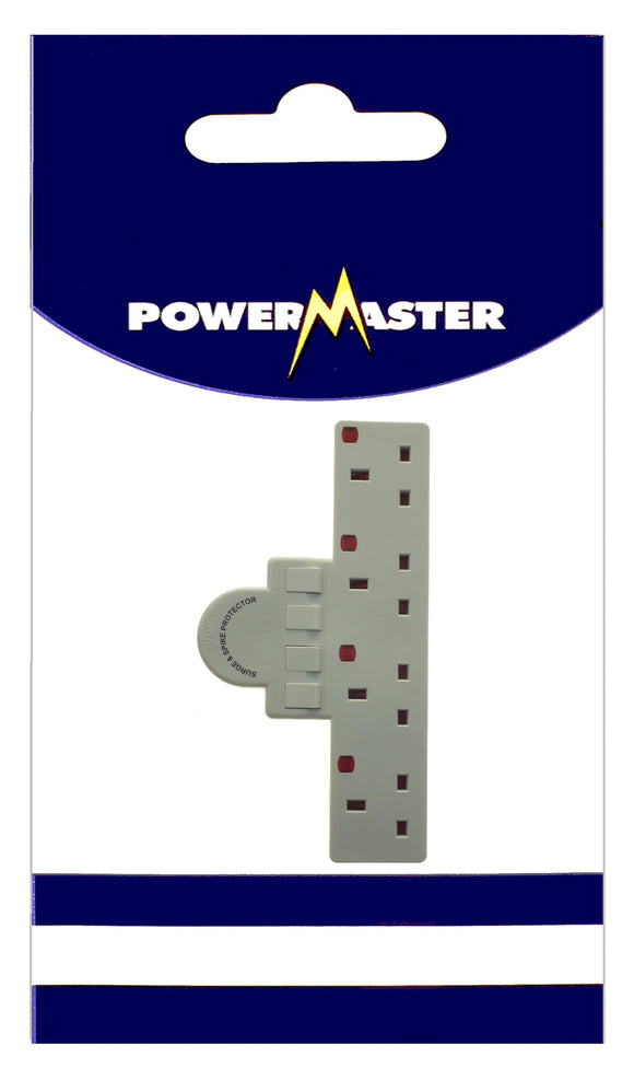 Powermaster 4 Way Direct Plug In Switched Surge Protected Adaptor | 1519-14