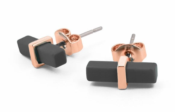 Tipperary Crystal Black Bar Earrings Rose Gold | 152779