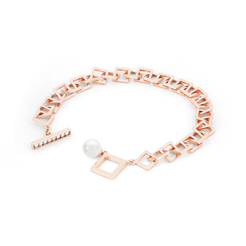 T-Bar Square Chain Bracelet Rose Gold | 153240