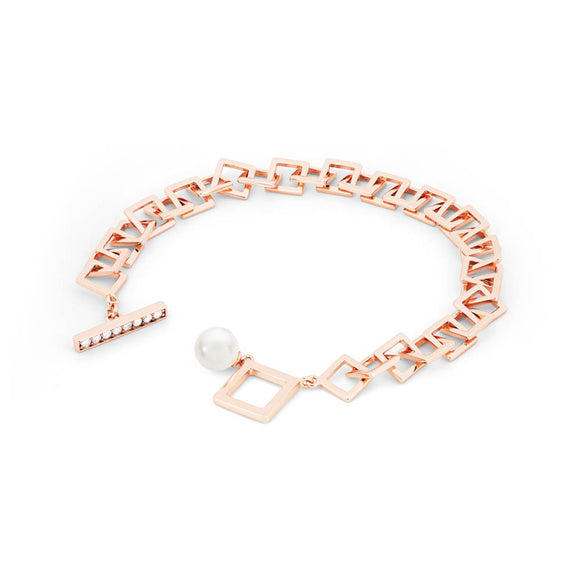 T-Bar Square Chain Bracelet Rose Gold | 153240