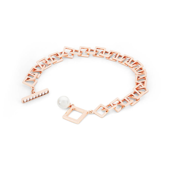 T-Bar Square Chain Bracelet Rose Gold | 153240