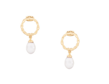 Tipperary Crystal Pearl Circle Drop Earrings - Gold | 164802