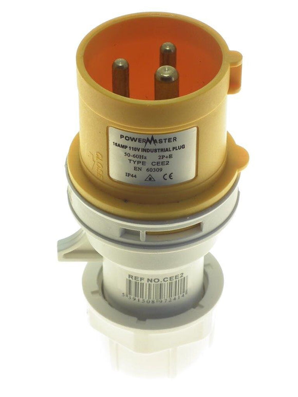 Powermaster 16 Amp 110V 2 Pin + E Yellow Plug | 1721-02