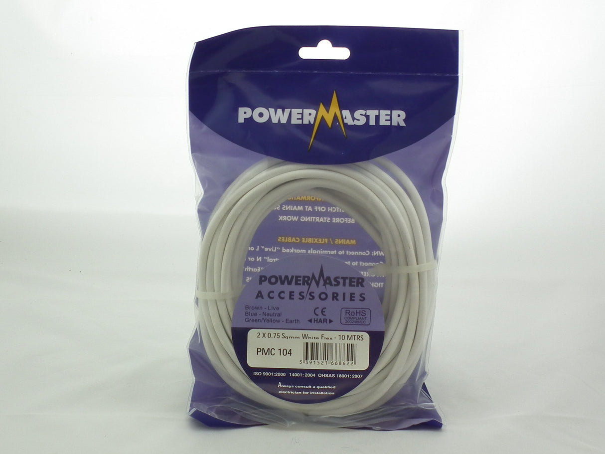 Powermaster 2 X 0.75 SQ MM 10 MTR White Flex | 1764-14