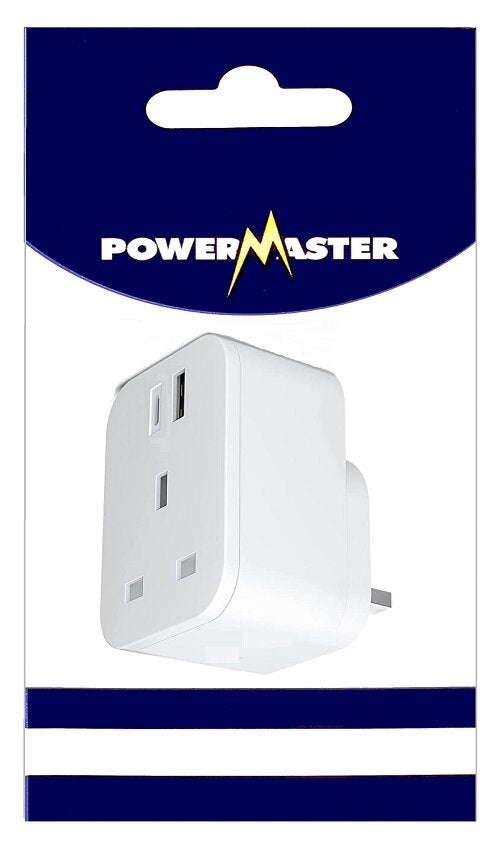 Powermaster 13 Amp UK Plug Adaptor with 2 USB Outlets | 1842-04