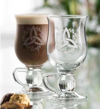 Galway Crystal Trinity Knot Shamrock Latte Pair | 20051/2
