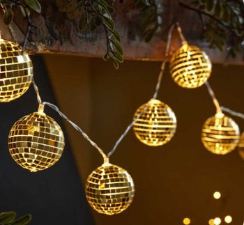 GlitterBall String Lights - Gold - Set of 10 | 2507009
