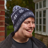 Navy Festive Fairisle Luxury Beanie | 2560028