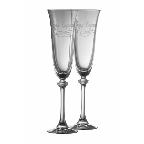 Galway Crystal Happy Engagement Liberty Flute Glass Pair | 30015/2
