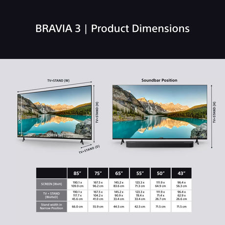 Sony 55" Bravia 3 Direct LED Smart Tv | K55S38BP.UKA