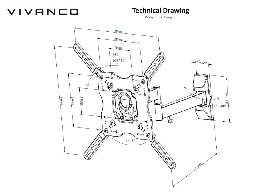 Vivanco TV Wall Bracket Full Motion VESA 400 | 37980