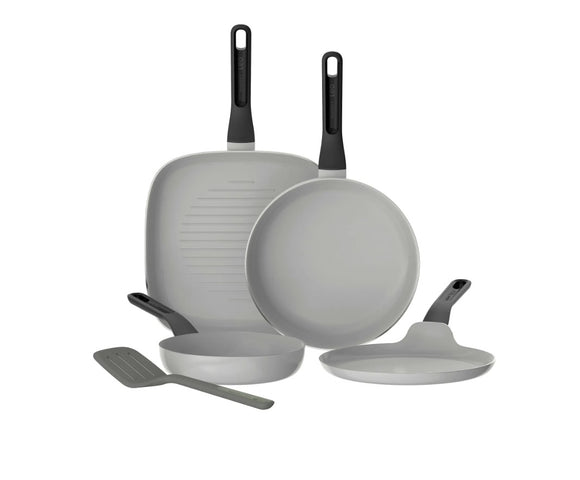 BergHOFF 4 Pc Frying Pan Set Non Stick Grey Glints Spirit with turner Balance | 3950614