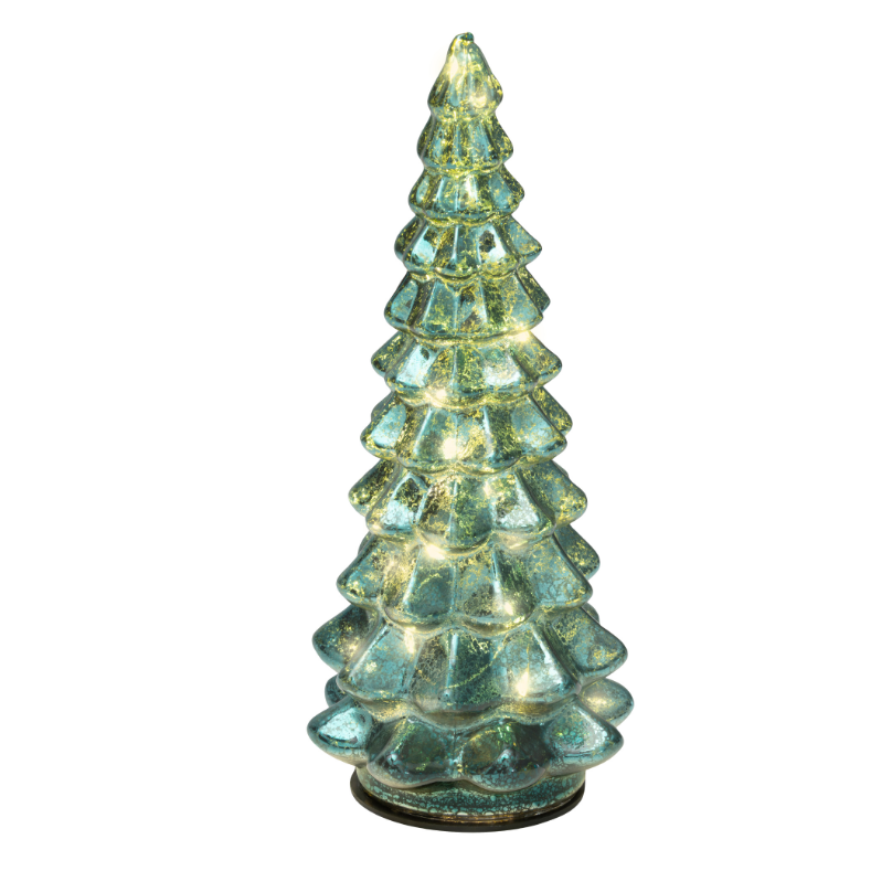 Micro LED Glass Christmas Tree Decoration 32cm – Green | 480209