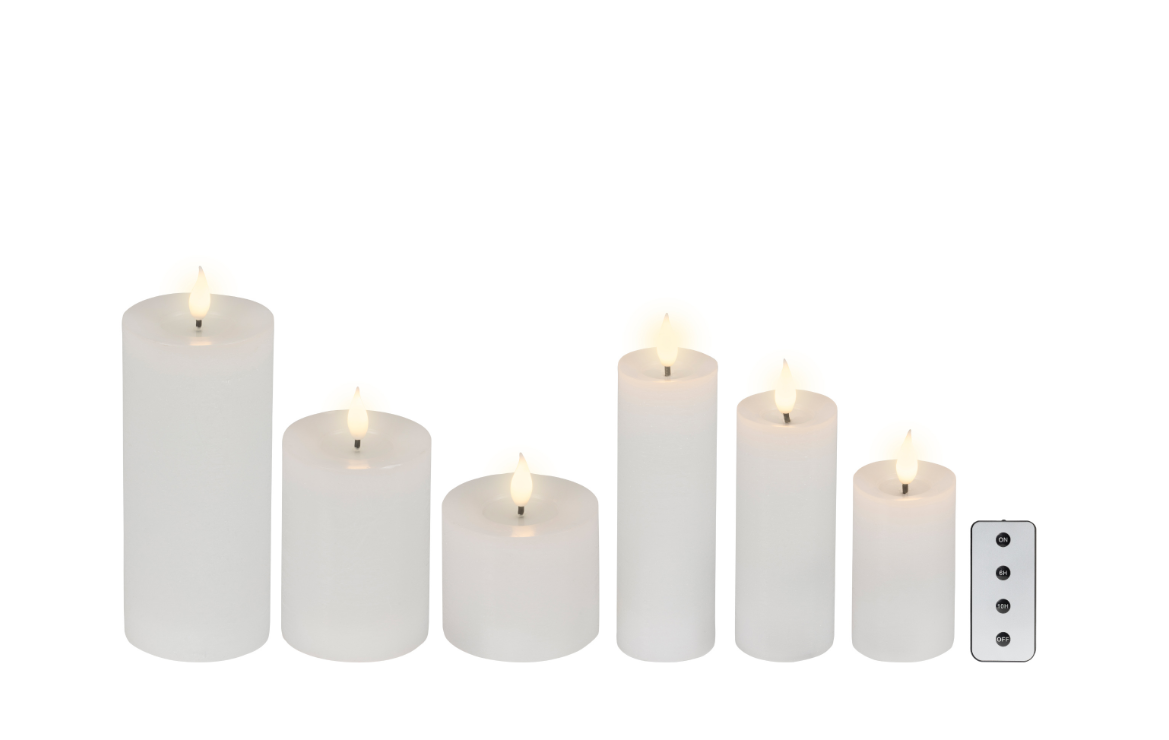 Led Realistic Wick Candles Set Of 6 - White | 480447