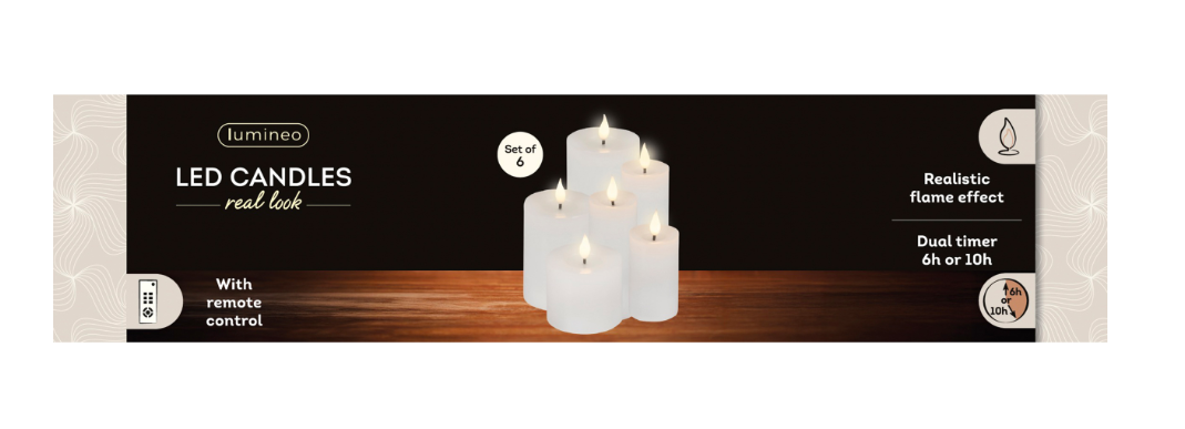 Led Realistic Wick Candles Set Of 6 - White | 480447