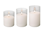 LED Wick Glass Candles 10cm x 17.5cm Set of 3 │ 485838