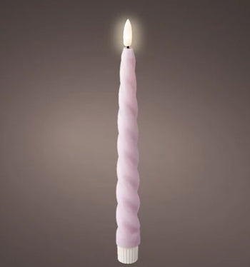 Indoor Lilac LED Wick Dinner Candle Wax Twisted and Tapered | 486828