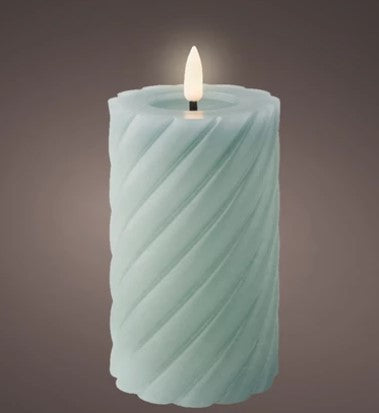 Indoor Blue LED Wick Candle Wax Twisted with Melted Top | 486834