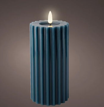 Indoor Blue LED Wick Candle Wax Carved with Melted Top