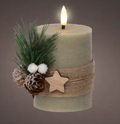 Indoor LED Wick Candle Wax Leaf's Decoration - Green | 489310